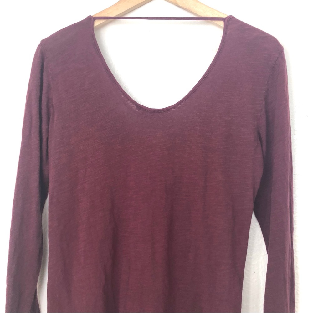Lucky Brand Maroon Embroidered Mesh Detail Blouse - Picture 5 of 6